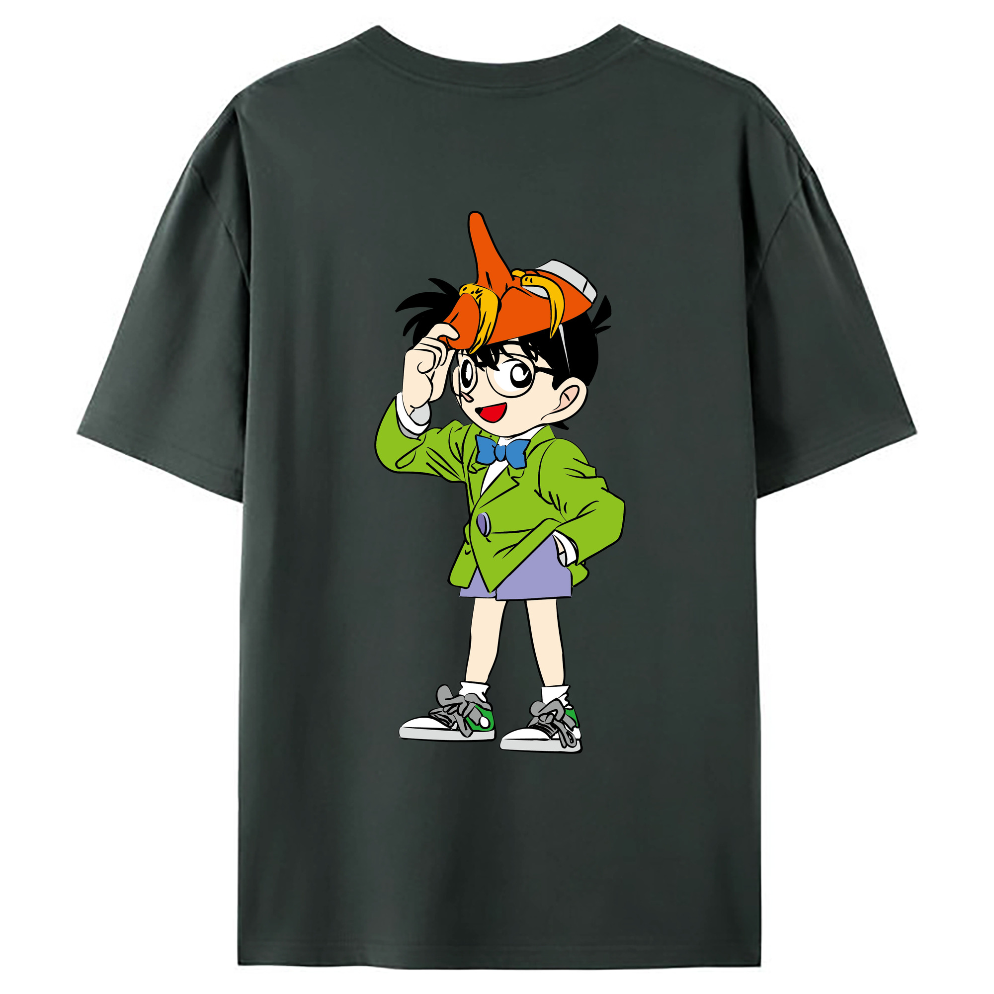 （画像用） 名探偵コナン 江戸川 コナン Detective Conan Conan Edogawa 綿100％ メンズ半袖Tシャツ（バックプリント） 通気性